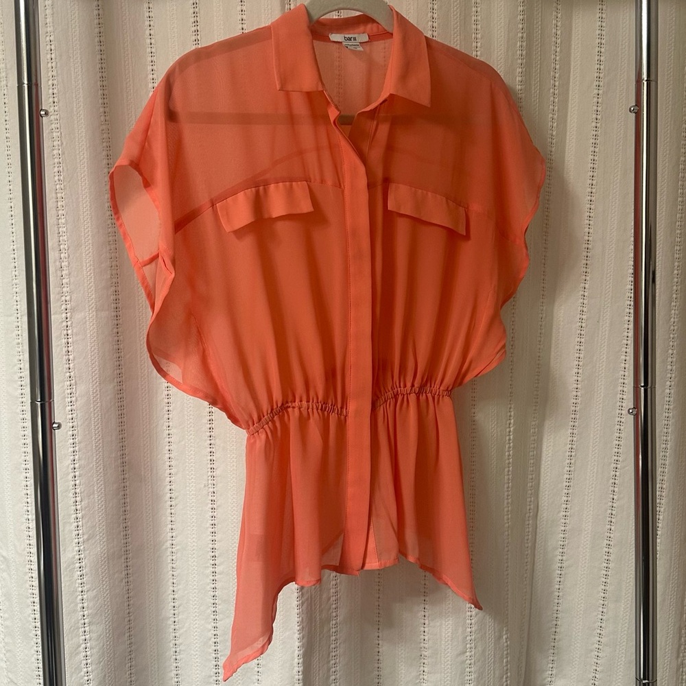 Bar III Vibrant Sheer Pink Blouse, Like New! Very good condition! Very pink!